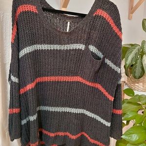 Free People Oversized Striped Sweater